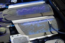 2pc Perforated Fuel Rail Covers Wblue Led For 2008-2013 Chevy Corvette Ls3