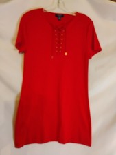 Chaps Women's Dress T-shirt Mini Red Sz PM