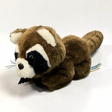 Dakin Brown Raccoon Plush Vintage 80s Laying Nutshell 1982 Stuffed Animal 10in