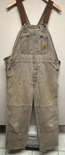 Carhartt Dungarees Overalls Bib Mens Gray Duck Canvas Double Vintage 36x30 R06