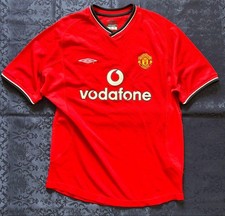 M.U. 2000-02 Home Shirt Size M (L Equivalent) Embroidered Logo