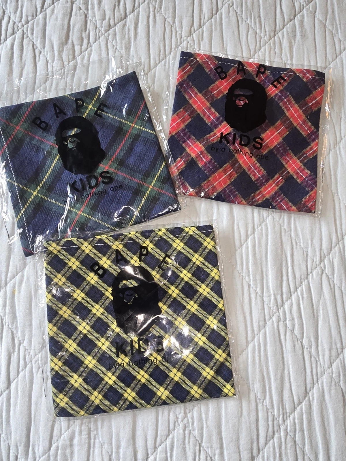 Lot of 3 A BATHNIG APE BAPE KIDS 1ST BANDANA BIB Japan Goods New in Bag