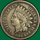 1864 Copper Nickel Indian Head Cent Extremely Fine XF Coin #42673