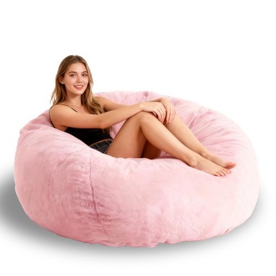 Faux Fur Comfy Bean Bag Chair Cover (No Filler), Fluffy Stuffed Animal Storag...