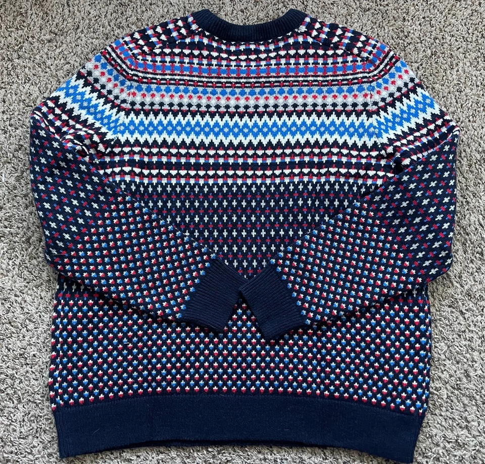 Lands' End Fair isle Sweater Mens XL Cotton Wool Blend Crewneck Winter Holiday - Image 4 of 4