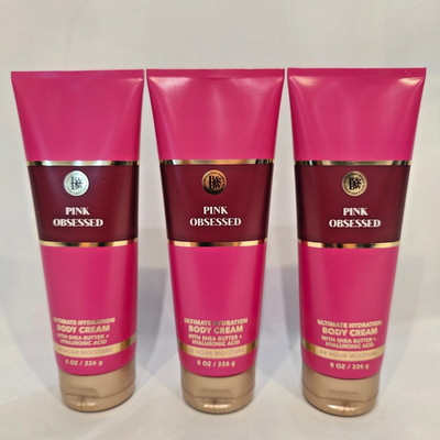 3x Bath & Body Works PINK OBSESSED ULTIMATE HYDRATION BODY CREAM 8oz each