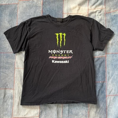 Vintage Y2K Monster Energy Kawasaki Racing T-Shirt Retro Moto Graphic Tee S-5XL