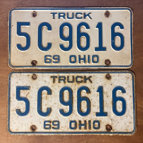 Camión par de placas Ohio 1969 # 5 C 9616 - Imagen 2 de 3