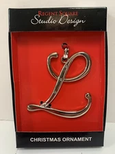 Studio Design Regent Square”L” Initial Enamel Christmas Ornament Fine Crystal