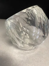 Vintage Diamond Cut Crystal Cigar Slanted Bottom Globe Ashtray