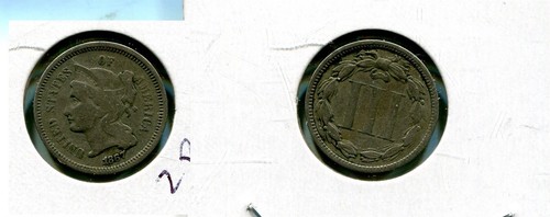 1867 THREE CENT PIECE TYPE COIN VG 2866T