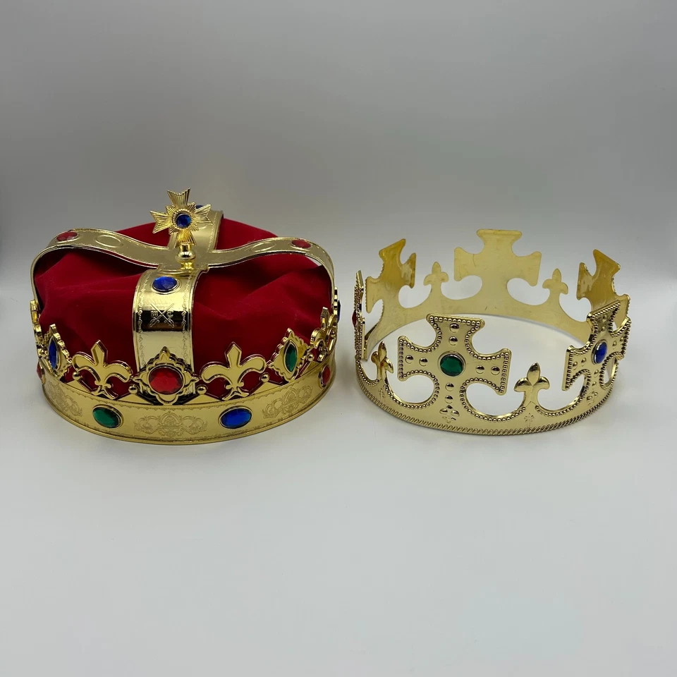 Juego de 2 Coronas Rey y Reina Conjunto Joyas Halloween Disfraz Accesorios Juego de Rol Foto 2 de 4