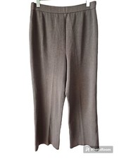 St John Collection Brown Santana Stretch Knit Pants Wide Leg Size 10 SA01