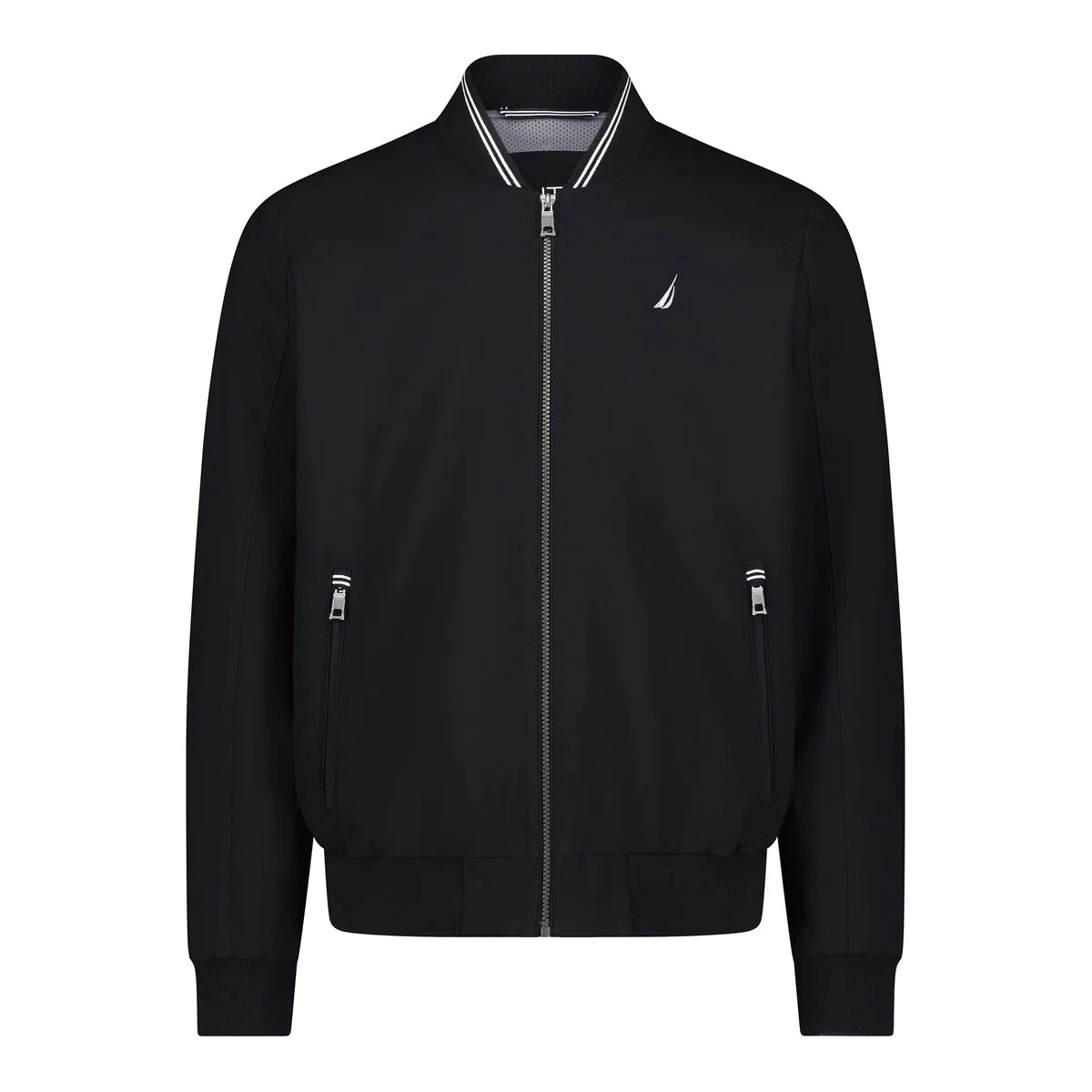 Nautica Men’s Lightweight Bomber Jacket, Black, Size Large Lg L, 1791623