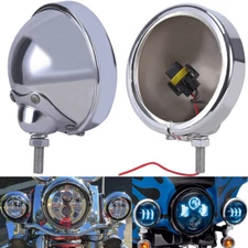 2x Motorcycle 4.5" Inch Fog Light Passing Spot Lights Chrome Housing For Harley