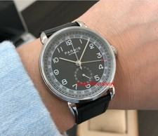 orologio uomo automatico vintage 42mm Parnis quadrante nero data gabbiano ST1690 GMT 