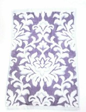 TAHARI WHITE,PURPLE DAMASK FLORAL DESIGN COTTON BATH,2 HAND TOWEL,OR 2 FINGERTIP