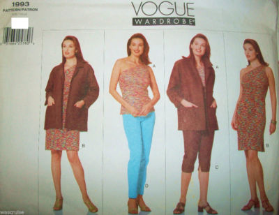 Miss Vogue 1993 Pattern Wardrobe Jacket One Shoulder Dress Top UC Size 12-14-16