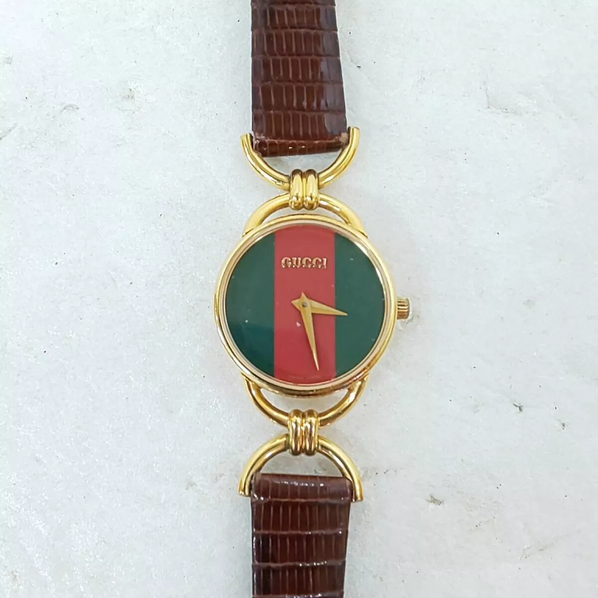 [Exc+5] Montre Gucci Femme 6000.2.L Cadran Or Vintage Quartz Occasion Fonctionne