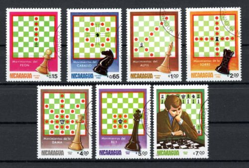 Briefmarkenlot Nicaragua 1983 Schach, gestempelt.