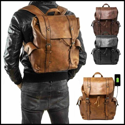 Zaino Vintage Uomo in Tela e in Pelle
