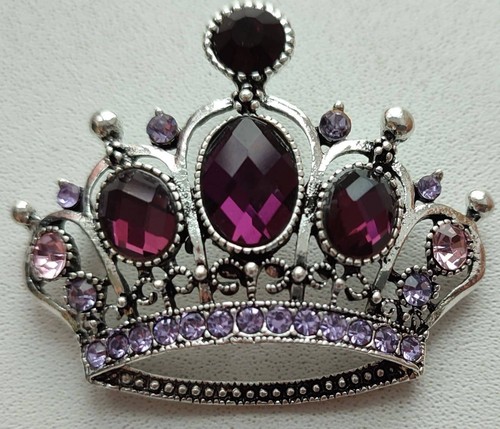 Broche Corona Jubilee Rosa Vintage Look Queen Broche Plateado Pin GGG101 - Imagen 9 de 10