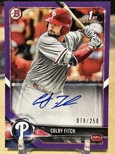 2018 Bowman COLBY FITCH Rookie Auto Phillies 1st Bowman PA-CF Purple 63/250