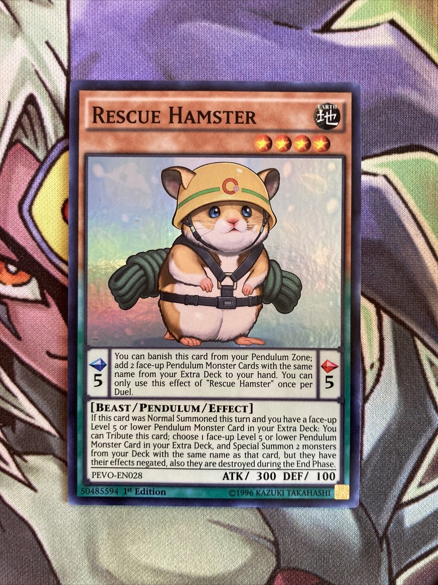 PEVO-EN028 Rescue Hamster Super Rare 1st Edition NM Yugioh Card