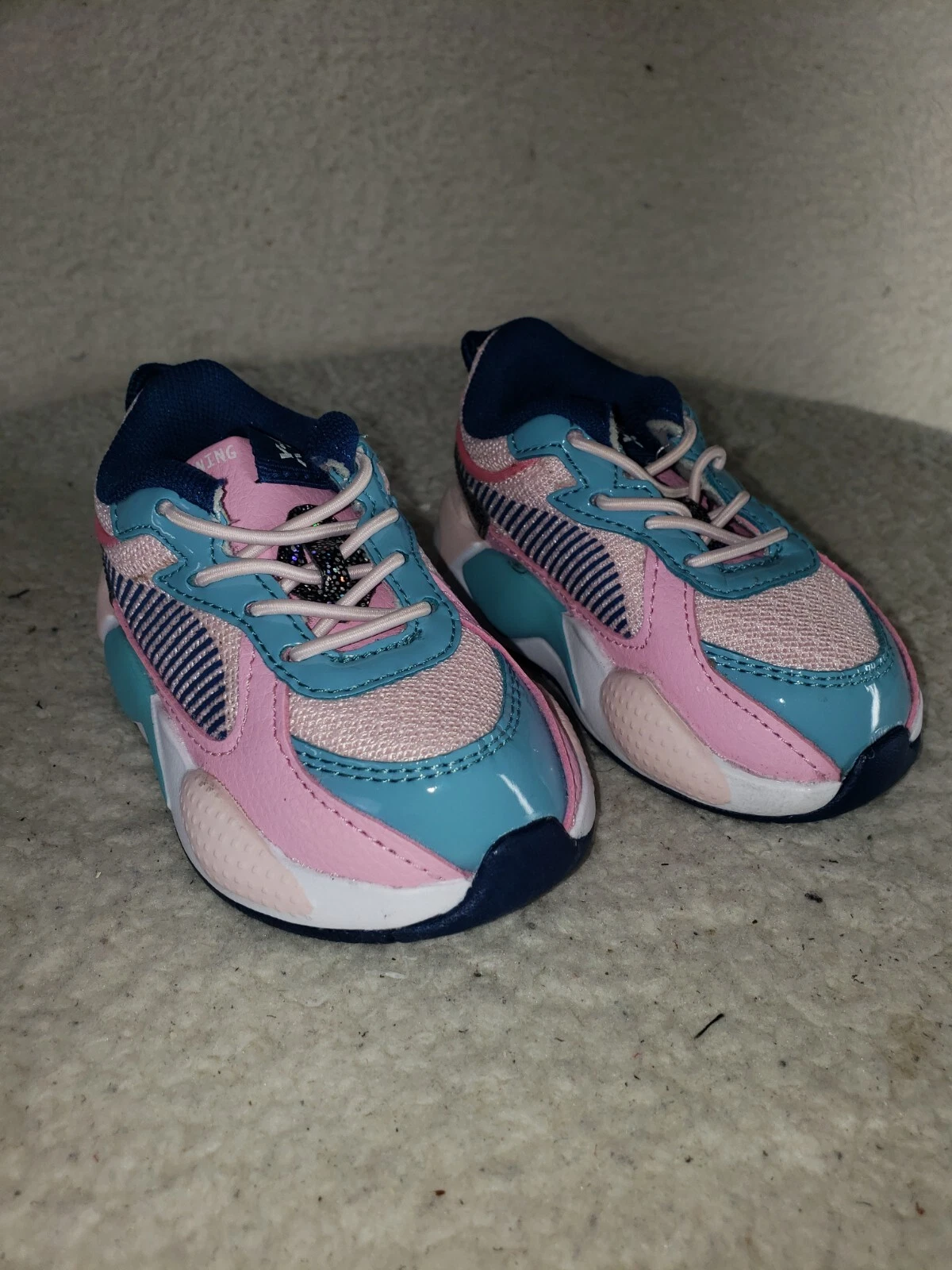 Sneakers Puma RS X Aurora bambino 4C rosa maglia stringate scarpe attive da corsa