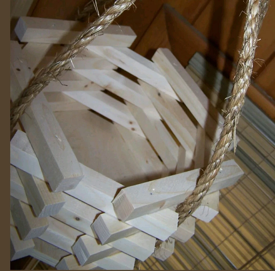 Hexagon Octagon wood wooden bucket hanging planter plant farmhouse country stain - Image 3 of 4