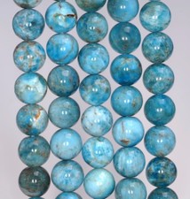 12-13MM LIGHT BLUE APATITE GEMSTONE GRADE AB ROUND LOOSE BEADS 7.5"