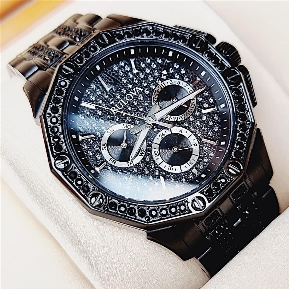 Bulova Octava Crystal 98C134 Black Tone Chronograph Pave  display picture 1