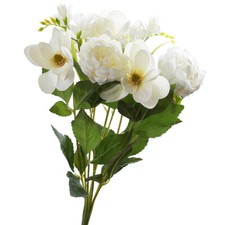 19" Cream and White Artificial Magnolia and Peony Bush