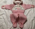 1970’s Vtg Infant Pink Quilted One Piece Snowsuit With Duck Embroidered On Front — photo 2