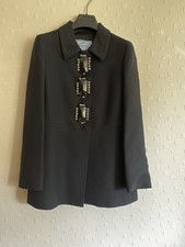 Prada Black Blazer Jacket Sequin Beaded Embroidery It 40 Uk 8 Wool Silk