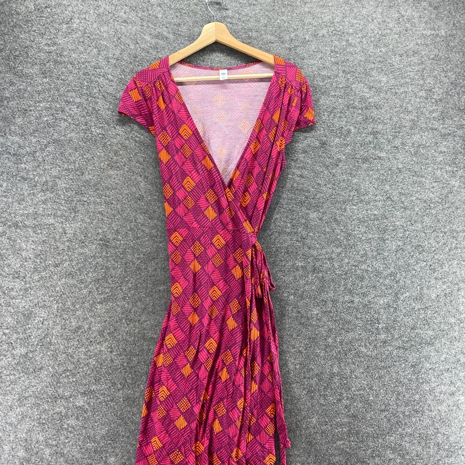 Vestido Antiguo Azul Marino Para Mujer M Mediano Púrpura Funda Geométrica Midi Cuello en V Cinturón Rayón Foto 3 de 4