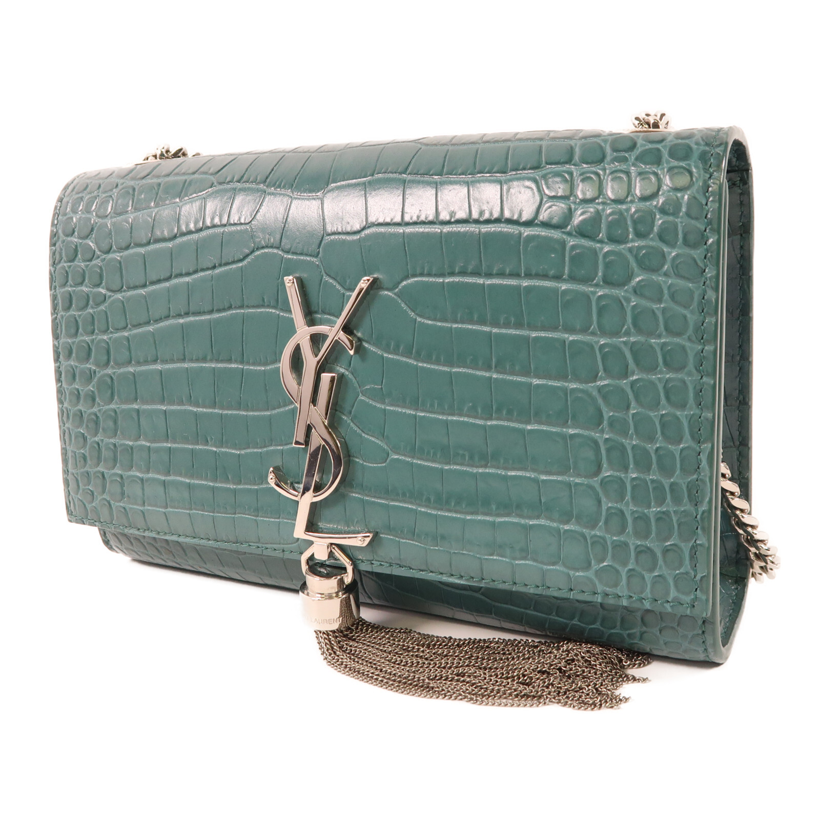 Borsa a tracolla SAINT LAURENT YSL SHW catena 474366 pelle verde