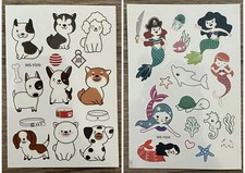 Sheet of Temprary Tattoos Press On PICK CHOOSE Dogs Mermaids Pets Animals