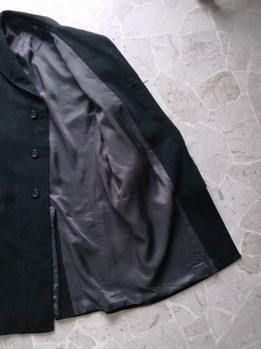 Cappotto lungo uomo XL / 54 IT 100% lana vergine classico nero Trendy - Foto 22 di 22