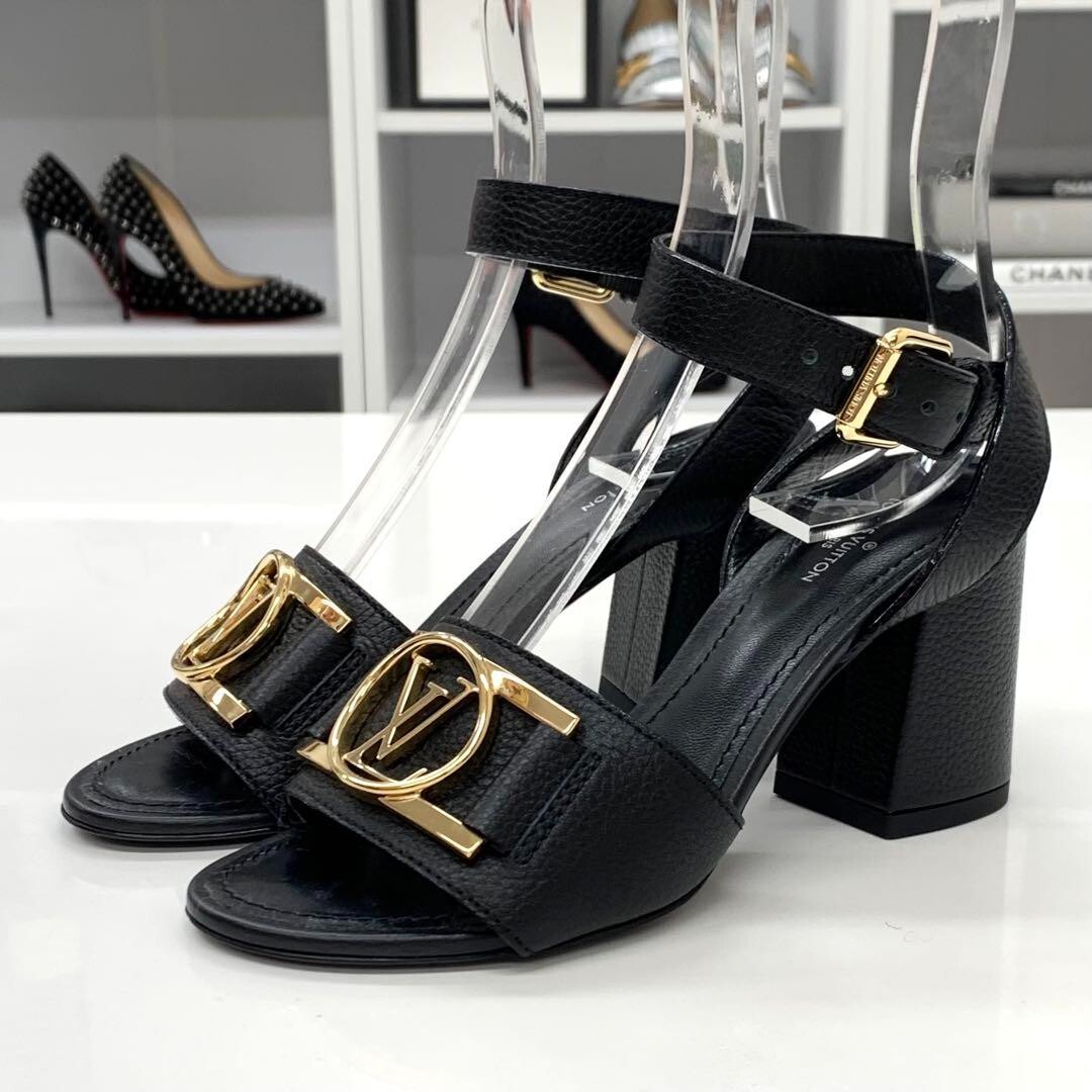 LOUIS VUITTON MA1220 LOCKIT LV circle Logo Sandals 34 Black LOUIS VUITTON MA1220 LOCKIT LV circle Logo Sandals 34 Black