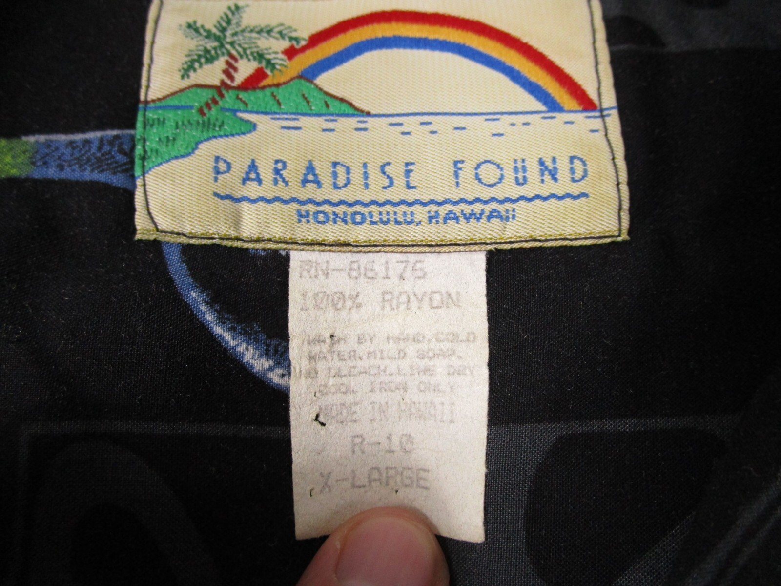 Vintage Paradise Found Shirt Mens XL Black Cocktail Happy Hour Hawaiian