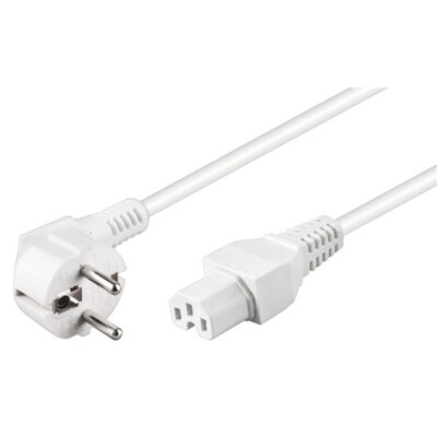 Warmgeräte-Netzkabel Schukostecker auf Warmgerätebuchse 2m lang weiß