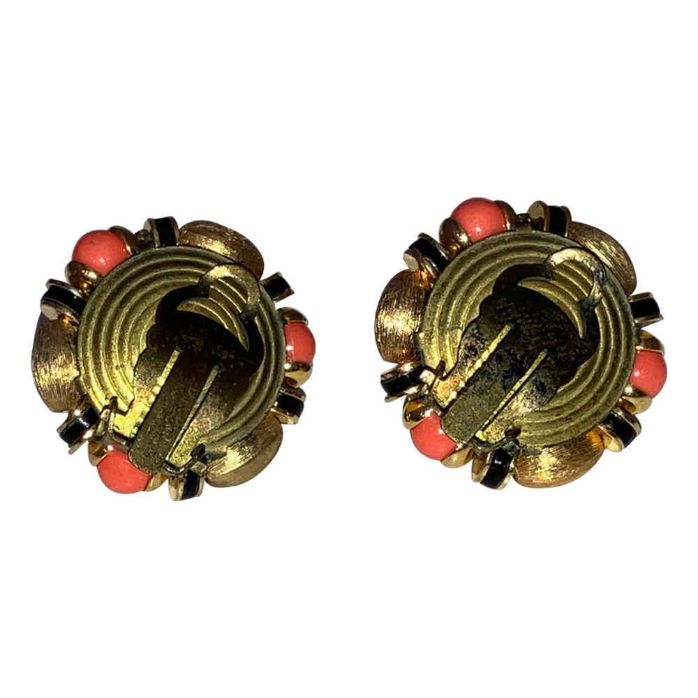 Francoise Montague French Pink Black and Pearl Earrings View 3