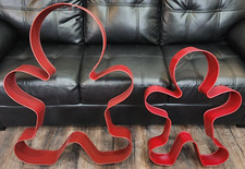 Set 2 Giant Red Metal Gingerbread Man Cookie Cutter Wall Decor Christmas Holiday