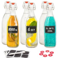 6 Glasflaschen mit Bügelverschluss 1l Bügel Flasche Zum Befüllen Likör 1000ml