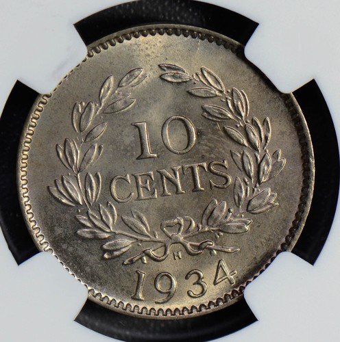 Sarawak 1934 H 10 Cents NGC MS64 blasting luster NG0551 combine shipping - Picture 2 of 3