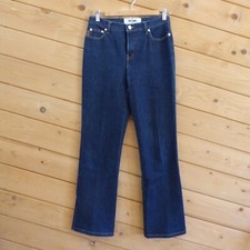 Moschino 26 Blue Vintage Mid-Rise Donna Jeans Hemmed Altered Straight Boot Cut