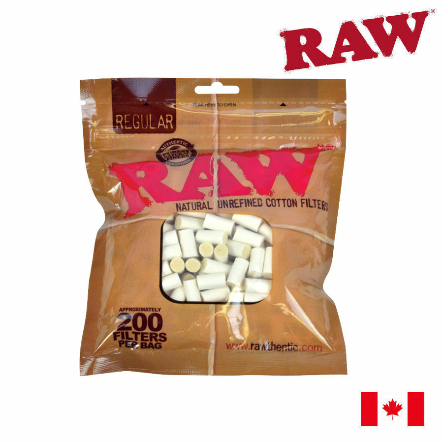 RAW Regular Natural Unrefined Cotton Filters (200 Filters/Bag)