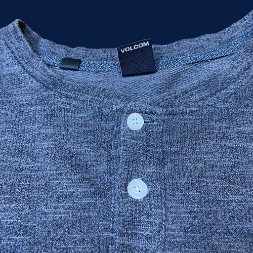 Volcom Sweater Mens Small Gray Pullover Long Sleeve Thermal Waffle Knit Y2K - Picture 4 of 8