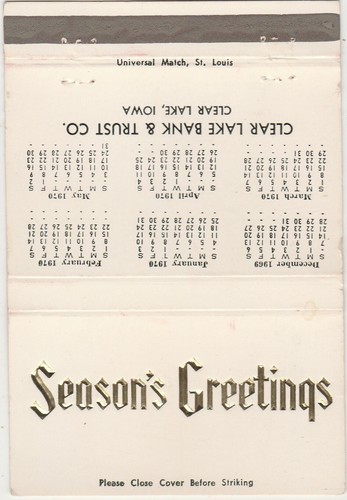 Season's Greetings-Clear Lake Bank & Trust Co-Clear Lake-Iowa-IA
